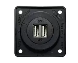 Hager Polo 926022505 „Integro“ dvigubas USB įkrovimo lizdas, 12 V, 3 A, matinės antracito spalvos, juodo mechanizmo