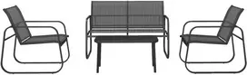 Lauko baldų komplektas Outsunny Sodo baldų komplektas iš 4 dalių, sodo baldų komplektas su 1 dviviete sofa, 2 kėdėmis, 1 kavos staliuku