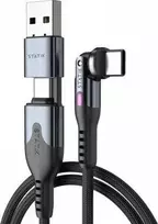 STATIK PowerPivot Pro nailono pintas kabelis, USB-C į USB-C, 3m, juodas