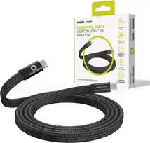 Mobile Origin Magnetinis plokščias patentuotas originalus USB-C į USB-C kabelis, 1 m, juodas