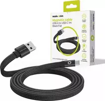Mobile Origin Plokščias magnetinis patentuotas originalus USB-A į USB-C laidas, 1 m, juodas