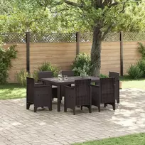 Lauko baldų komplektas Sodo valgomojo komplektas 7 pcs Ruda Polt ratanas