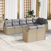 Lauko baldų komplektas Sodo Sofų Rinkinys 8 pcs Smėlio poliratanas