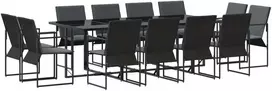 Lauko baldų komplektas Sodo valgomojo komplektas 13 pcs Juoda Plienas