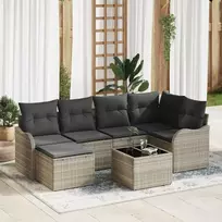 Lauko baldų komplektas Sodo Sofų Rinkinys 7 pcs Šviesiai pilka poliratanas