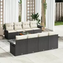 Lauko baldų komplektas Sodo Sofų Rinkinys su pagalve 9 pcs Juoda poliratanas
