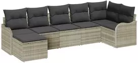 Lauko baldų komplektas Sodo Sofų Rinkinys 7 pcs Šviesiai pilka poliratanas