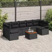 Lauko baldų komplektas Sodo Sofų Rinkinys su pagalve 8 pcs Juoda poliratanas