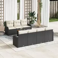 Lauko baldų komplektas Sodo Sofų Rinkinys su pagalve 8 pcs Juoda poliratanas