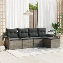 Lauko baldų komplektas Lauko sofa su pagalve 5 pcs Pilka poliratanas