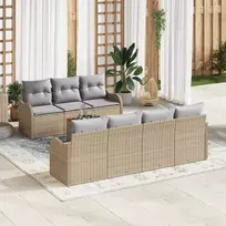 Lauko baldų komplektas Sodo Sofų Rinkinys su pagalve 8 pcs Smėlio poliratanas