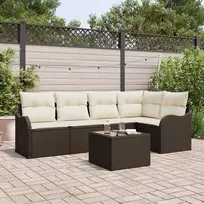 Lauko baldų komplektas Sodo Sofų Rinkinys su pagalve 6 pcs Ruda Poli ratanas