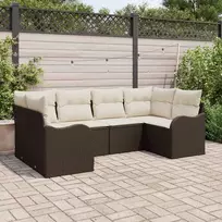 Lauko baldų komplektas Sodo Sofų Rinkinys su pagalve 6 pcs Ruda Poli ratanas