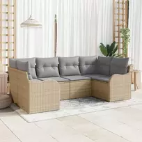 Lauko baldų komplektas Sodo Sofų Rinkinys su pagalve 6 pcs Smėlio Poli ratanas