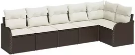 Lauko baldų komplektas Sodo Sofų Rinkinys 6 pcs Ruda poliratanas