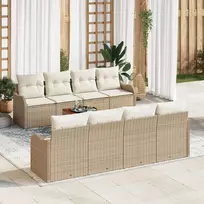 Lauko baldų komplektas Sodo Sofų Rinkinys su pagalve 9 pcs Smėlio poliratanas