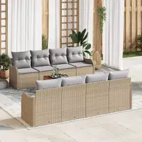 Lauko baldų komplektas Sodo Sofų Rinkinys su pagalve 9 pcs Smėlio poliratanas