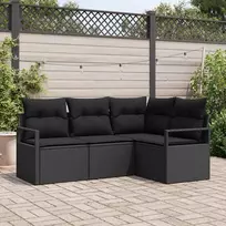 Lauko baldų komplektas Sofos komplektas 4 pcs Juoda poliratanas