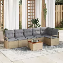 Lauko baldų komplektas Sodo Sofų Rinkinys su pagalve 7 pcs Smėlio poliratanas