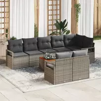 Lauko baldų komplektas Sodo Sofų Rinkinys su pagalve 9 pcs Pilka poliratanas