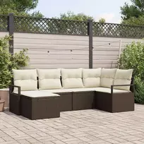 Lauko baldų komplektas Sofos komplektas 6 pcs Ruda poliratanas