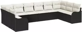 Lauko baldų komplektas Sodo Sofų Rinkinys Juoda 344 x 177,5 x 85 cm poliratanas