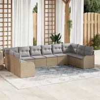 Lauko baldų komplektas Sodo Sofų Rinkinys Smėlio 344 x 177,5 x 85 cm poliratanas