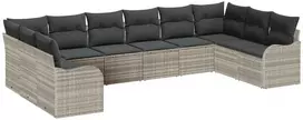 Lauko baldų komplektas Sodo Sofų Rinkinys 10 vnt. Šviesiai pilka poliratanas