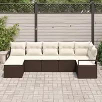 Lauko baldų komplektas Sofos komplektas 7 pcs Ruda poliratanas
