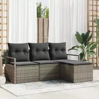 Lauko baldų komplektas Sofos komplektas 4 pcs Pilka poliratanas