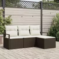 Lauko baldų komplektas Sofos komplektas 4 pcs Ruda poliratanas