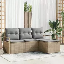 Lauko baldų komplektas Sofos komplektas 4 pcs Smėlio poliratanas