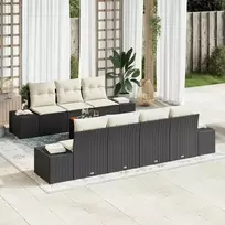 Lauko baldų komplektas Sodo Sofų Rinkinys su pagalve 8 pcs Juoda poliratanas