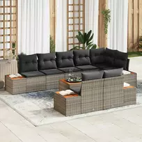 Lauko baldų komplektas Sodo Sofų Rinkinys su pagalve 9 pcs Pilka Poli ratanas