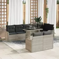 Lauko baldų komplektas Lauko poilsio komplektas 9 pcs Šviesiai pilka Poli ratanas