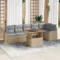 Sodo Sofų Rinkinys 7 pcs smėlio ir šviesiai pilkos spalvos