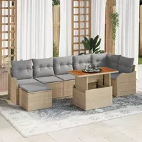 Sodo Sofų Rinkinys 8 pcs smėlio ir šviesiai pilkos spalvos