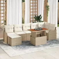 Sodo Sofų Rinkinys su pagalve 8 pcs smėlio ir kreminės spalvos