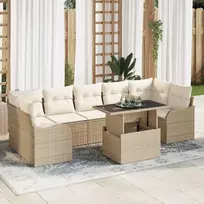 Lauko baldų komplektas Sodo Sofų Rinkinys su pagalve 8 pcs Smėlio poliratanas