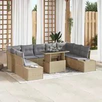 Sodo Sofų Rinkinys 10 pcs smėlio ir šviesiai pilkos spalvos