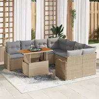 Sodo Sofų Rinkinys 7 pcs smėlio ir šviesiai pilkos spalvos