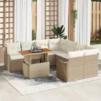 Sodo Sofų Rinkinys su pagalve 7 pcs smėlio ir kreminės spalvos