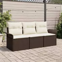 Lauko baldų komplektas Sodo Sofų Rinkinys su pagalve 3 pcs Ruda Poli ratanas