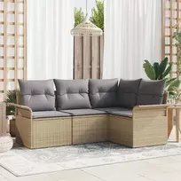 Lauko baldų komplektas Sodo Sofų Rinkinys su saugykla 4 pcs Smėlio poliratanas