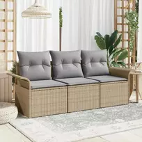 Lauko baldų komplektas Sodo Sofų Rinkinys su pagalve 3 pcs Smėlio Poli ratanas