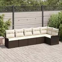 Lauko baldų komplektas Sodo Sofų Rinkinys su pagalve 6 pcs Ruda Poli ratanas