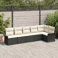 Lauko baldų komplektas Sodo Sofų Rinkinys su pagalve 6 pcs Juoda Poli ratanas
