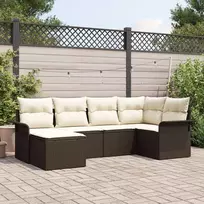 Lauko baldų komplektas Sodo Sofų Rinkinys su pagalve 6 pcs Ruda Poli ratanas