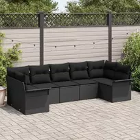 Sodo Sofų Rinkinys su saugykla 7 pcs Juoda Poli ratanas
