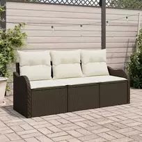 Lauko baldų komplektas Sodo Sofų Rinkinys su saugykla 3 pcs Ruda Poli ratanas